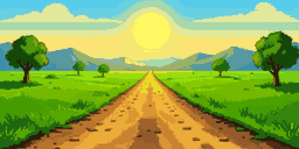 A broad road under a low sun